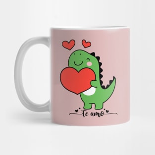 Cute Dinosaur with heart valentine day Mug